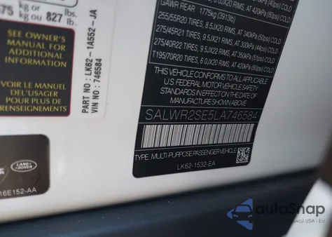 2020 Land Rover Range Rover Sport P525 Hse z USA, uszkodzony, nr VIN SALWR2SE5LA746584